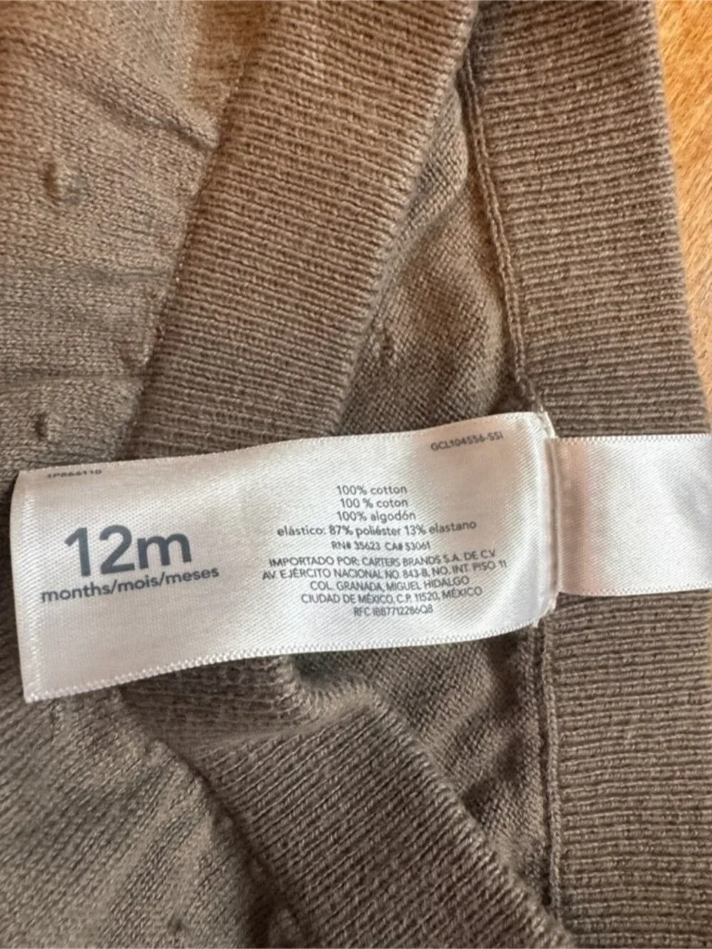 Carters Knit pants 12 months brown spring cotton unisex Swiss dot